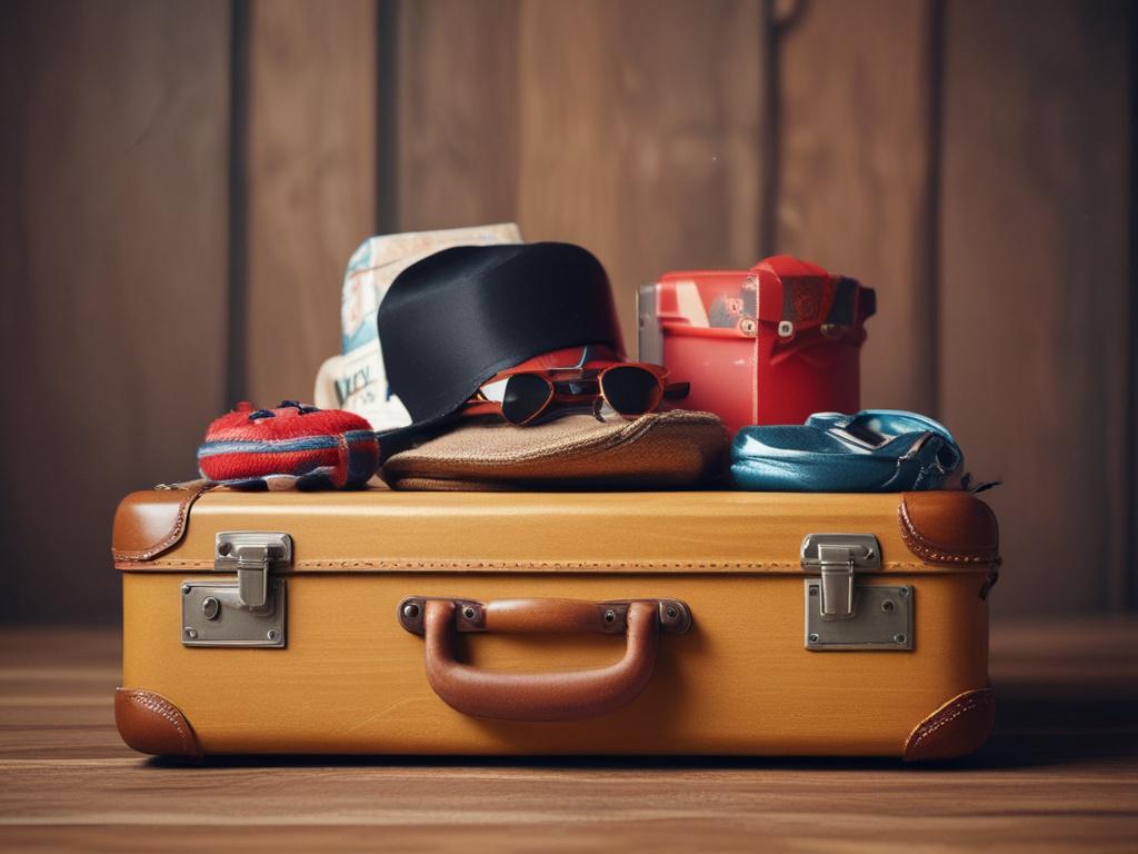 high resolution of a travel suitcase with Cuban souvenirs, placed