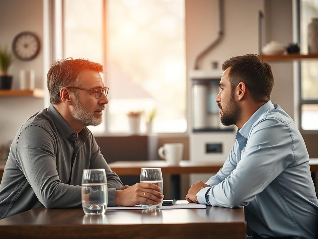 A close up shot of a professional meeting in a