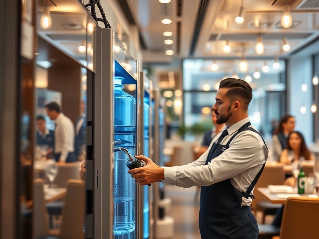 A close up shot of a technician performing maintenance on