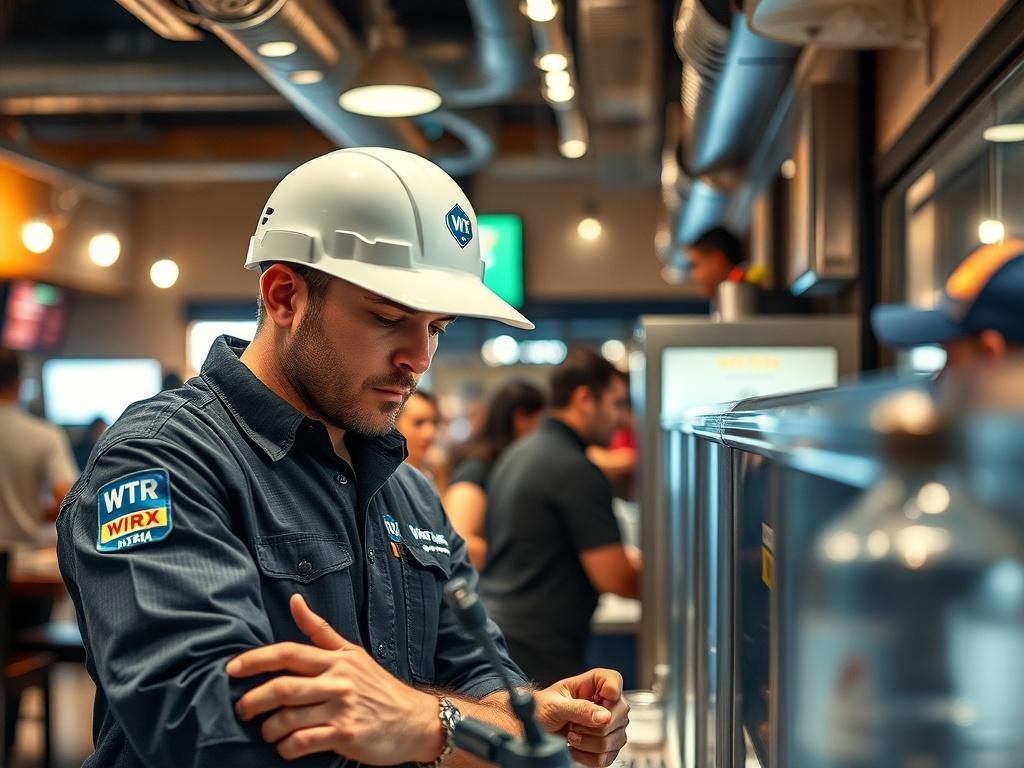 A technician from WTR WRX quickly addressing a water purification