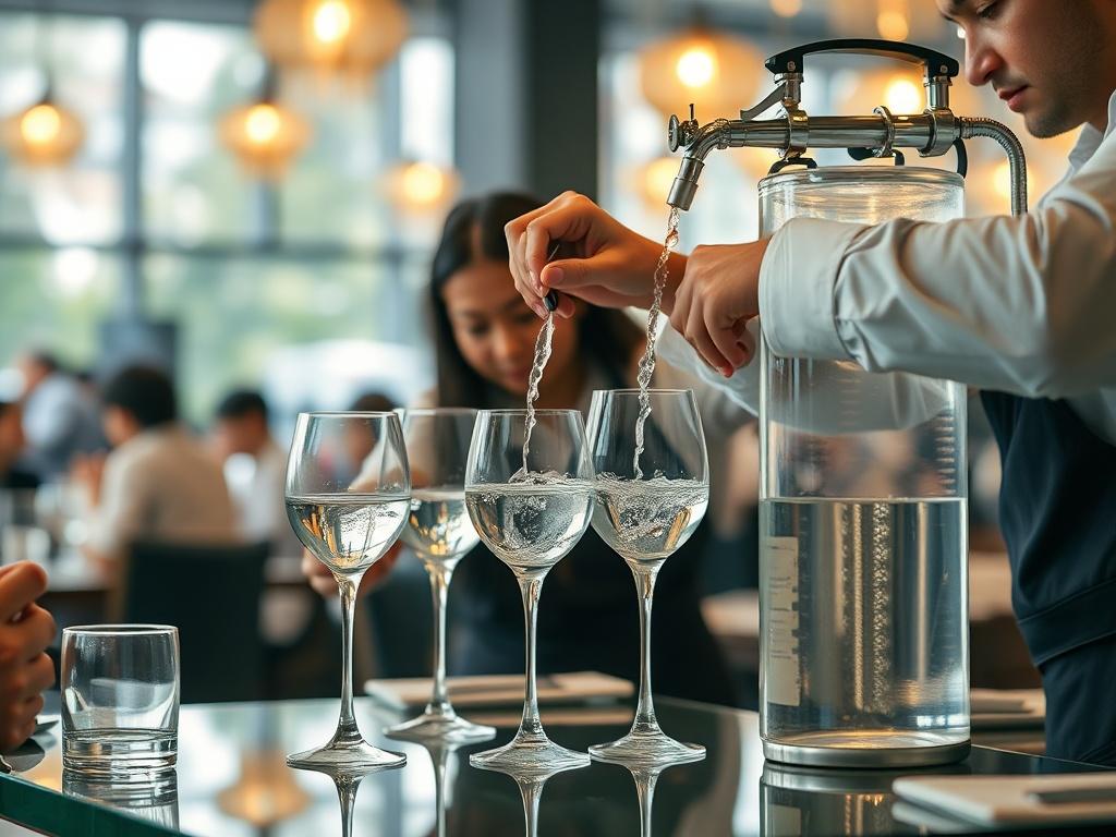 A high quality, modern water purification system in action at