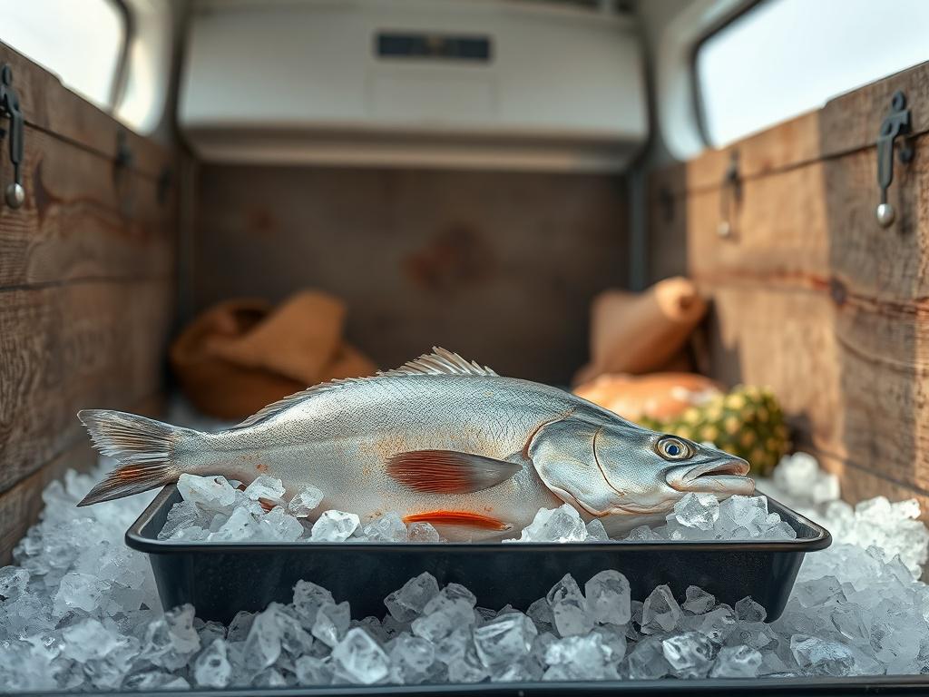 A realistic high resolution of a single fresh fish, glistening