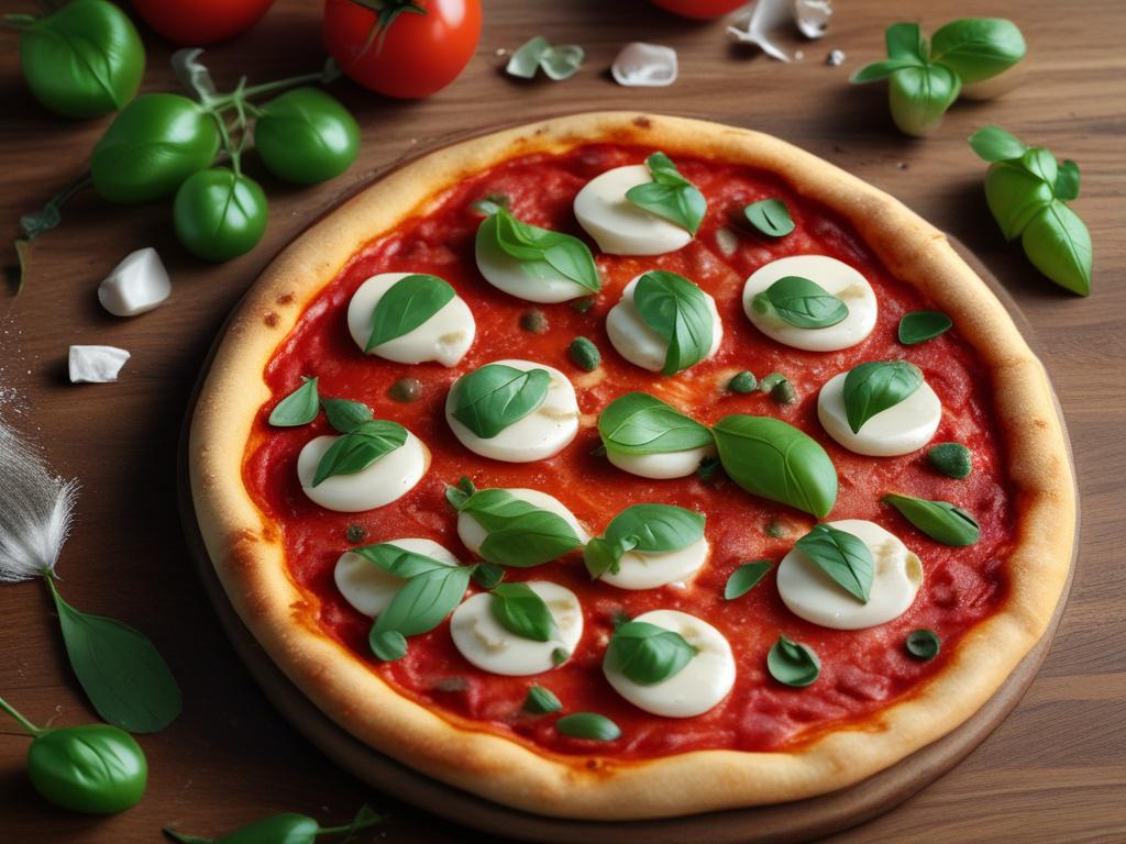 A beautifully baked Classic Margherita Pizza with a thin, crispy