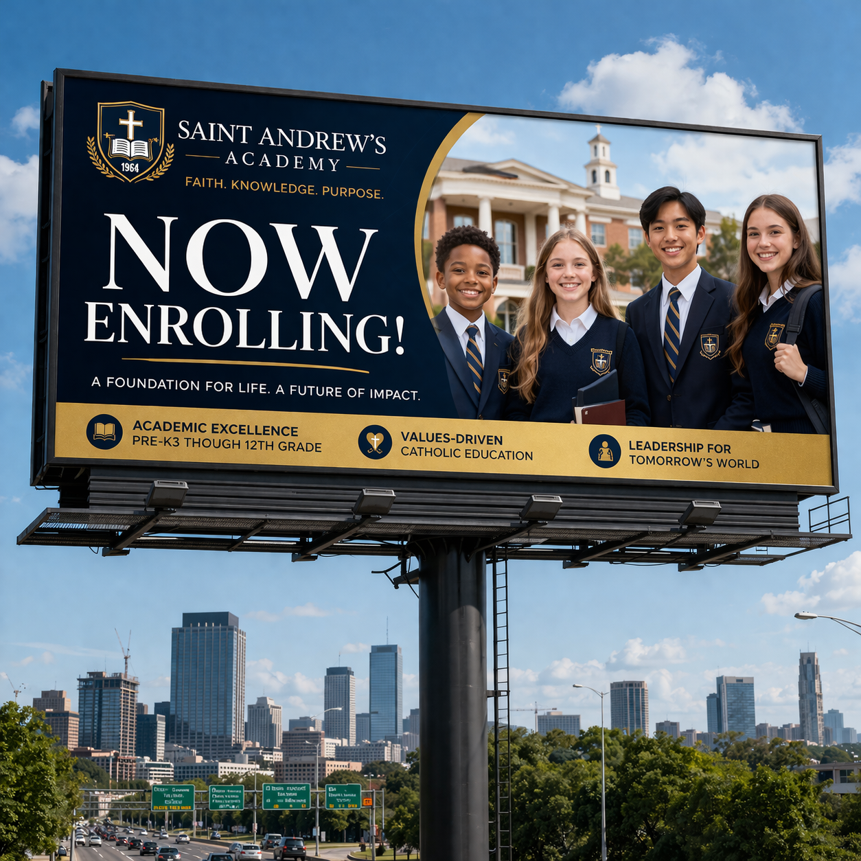 Middle school billboard for growing enrollment