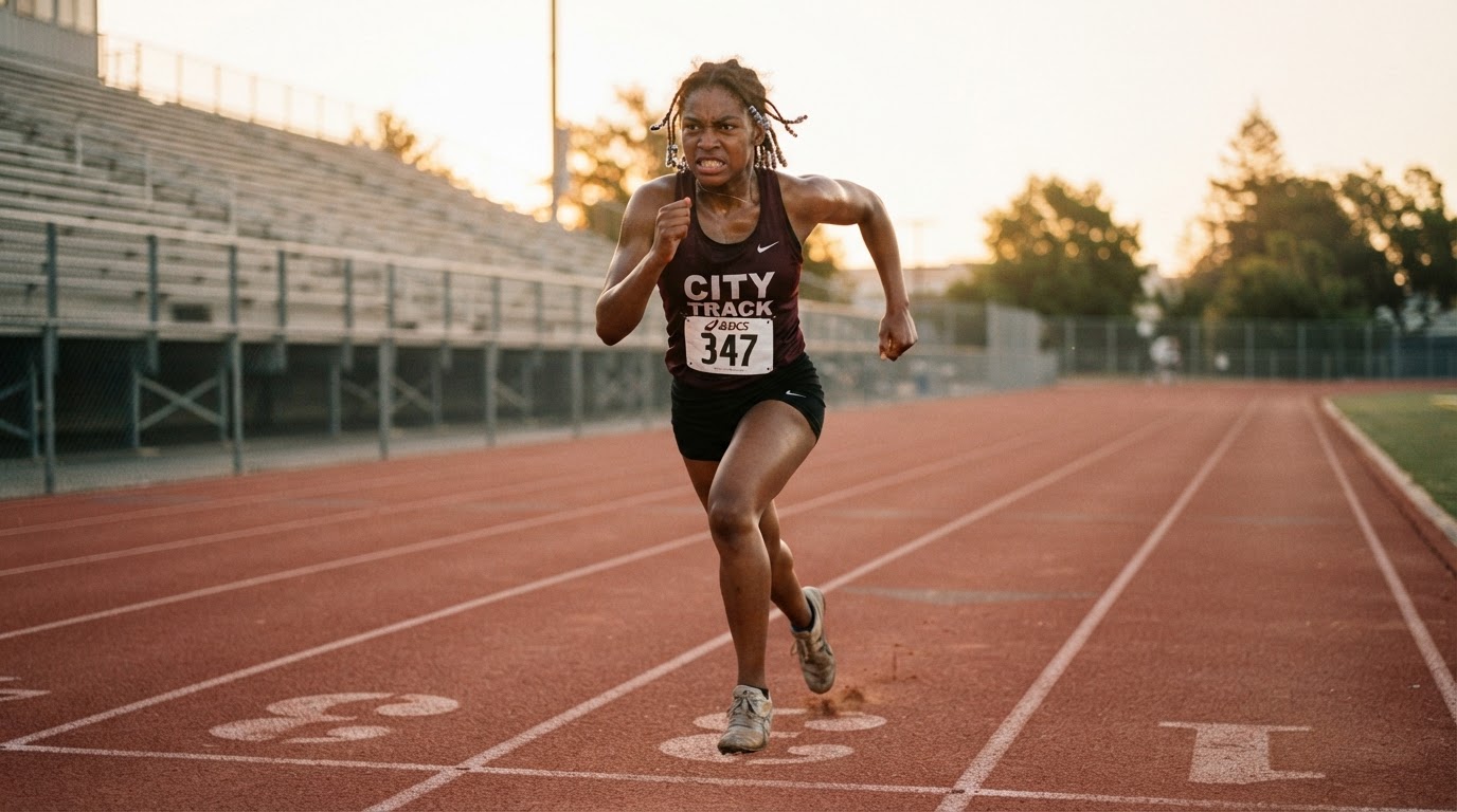 Young athlete training with determination and focus, showing ambition and sacrifice