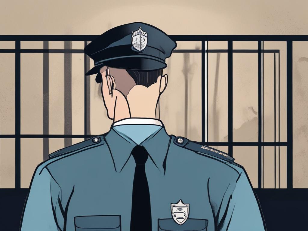 **AI Image Generation Prompt:**

Create a high-quality illustration that powerfully embodies the theme of police misconduct and the barriers to accountability within the Texas judicial system. The composition should feature a solitary figure, a distressed victim, portrayed in a moment of anguish and frustration, standing in front of a courthouse. 

**Subject Matter:**
The victim should be depicted in the foreground, expressing deep emotion through body language—perhaps with clenched fists and a pained expre