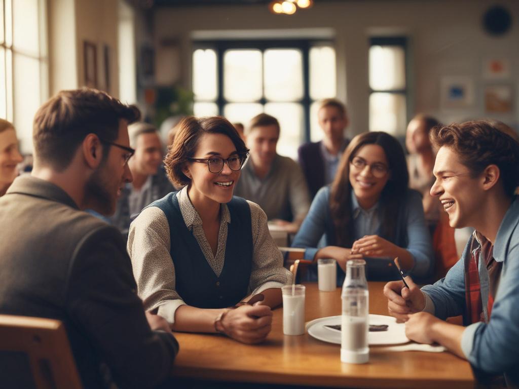 realistic high-resolution close-up of a community meeting, engaged citizens discussing, warm lighting, focused expressions.