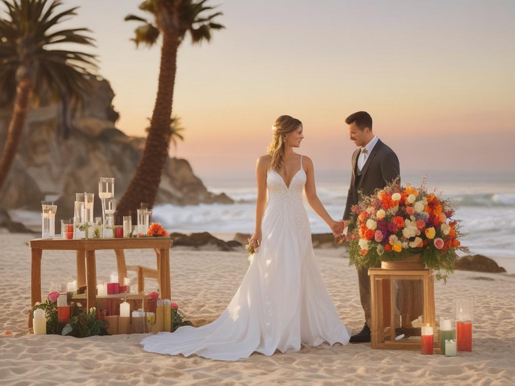 Here are some keywords to generate an image that reflects the blog titled "Wedding Planner California Edition: Crafting Your Perfect San Diego Wedding":

1. San Diego beach wedding
2. Elegant wedding decor
3. California wedding venue
4. Floral arrangements
5. Wedding planner at work
6. Sunset ceremony
7. Bride and groom in love
8. Outdoor reception
9. Coastal California vibe
10. Vintage wedding elements
11. Gourmet wedding catering
12. Dream wedding details
13. Romantic atmosphere
14. Personalized wedding t