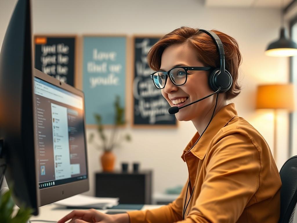 A hyper realistic close up shot of a customer support