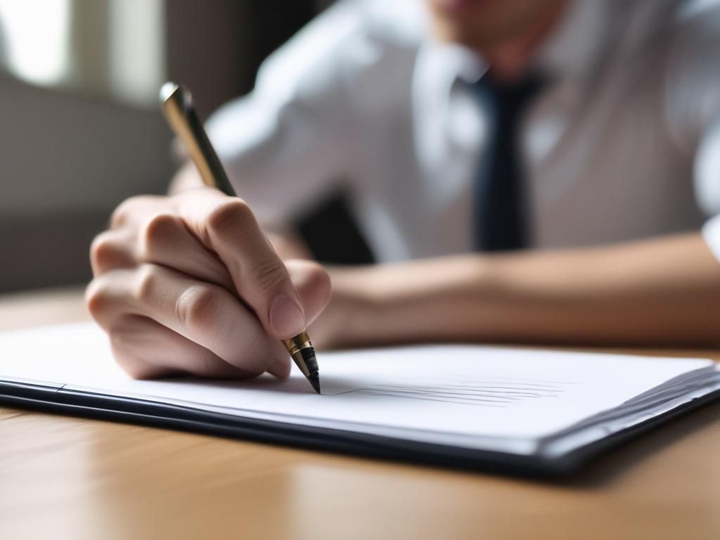 A close up shot of a professional consultant's hand writing