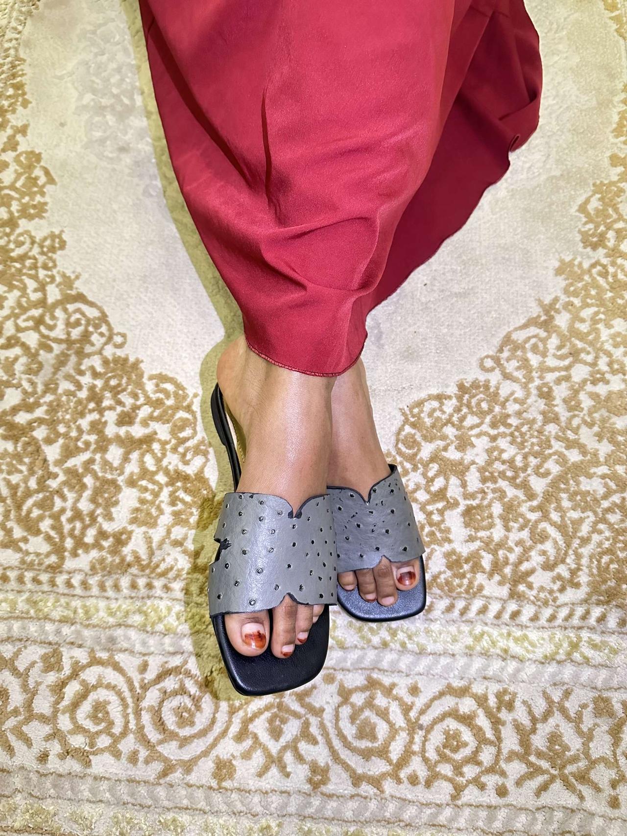 Gray Slides Women | Womens Shoes | Handcrafted | Abuja | Lagos | Nigeria
