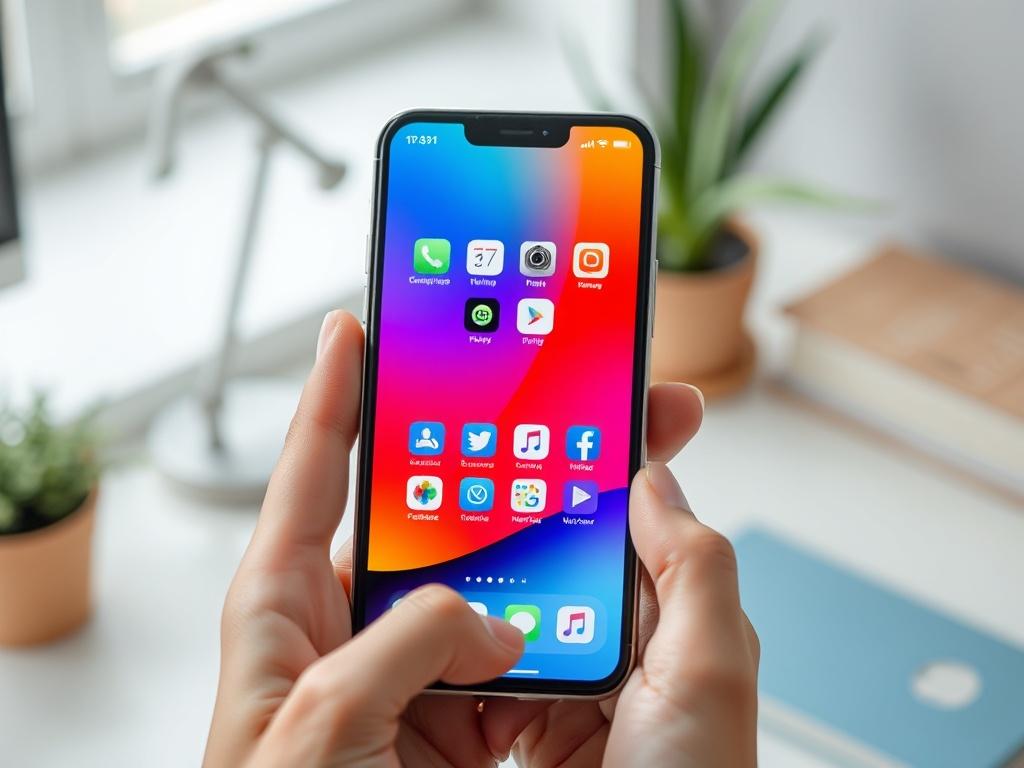 A close up shot of a modern smartphone displaying a