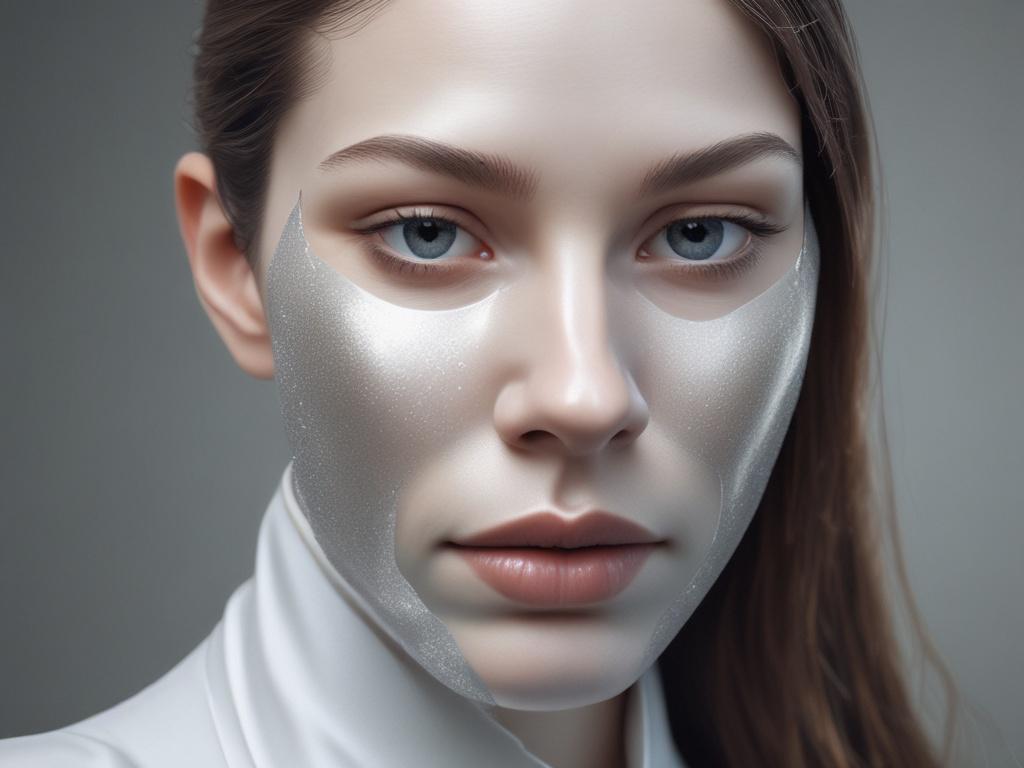 **Prompt for AI Image Generation:**

Create a realistic high-resolution image featuring a close-up of a person gently removing a delicate mask from their face. The individual should be shown in profile, capturing the moment of transition, with a soft, contemplative expression revealing a sense of liberation and vulnerability. The mask should be intricately designed, reflecting shimmering textures that mimic ethereal light, emphasizing its transparent and fragile nature.

The background should be a soft-focu