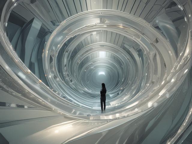 Create a realistic high-resolution image that captures the essence of a blog titled "The Veil & Mirror." The composition should be simple and clear, focusing solely on a single subject: a spiral-shaped, glowing crystal that embodies cosmic energy and spiritual enlightenment. The crystal should be set against a soft, dreamy background of swirling galaxies, vibrant colors, and ethereal light reflections. 

The crystal should feature intricate details, shimmering highlights, and a hyper-glossy surface that mir