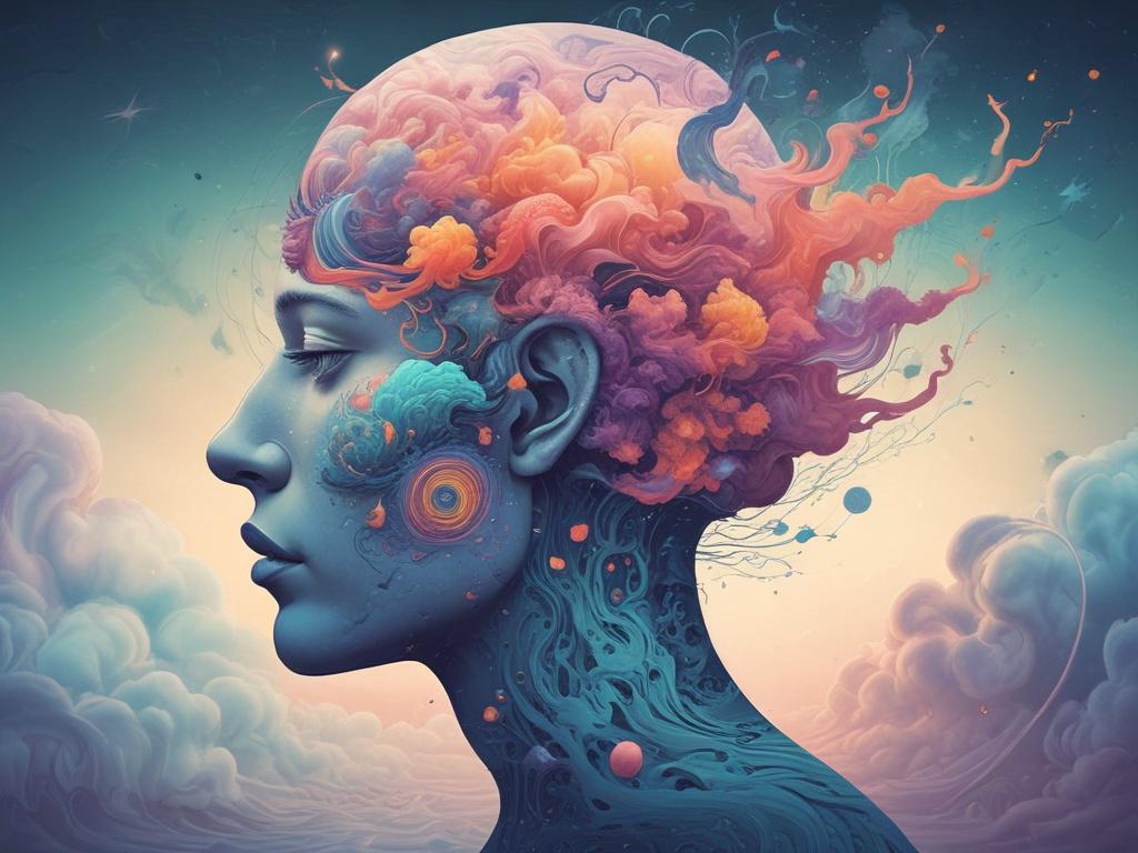 **Prompt for AI Image Generator:**

Create a high-quality illustration that embodies the essence of a blog titled "Genius Mind: An Ethereal Journey Through the Cosmos." The composition should be simple and clear, featuring a single central figure—a person with an expressive face, symbolizing enlightenment and introspection. This figure should be depicted in a surreal setting, with their eyes gazing upward, reflecting the vastness of the cosmos.

Surround the figure with swirling galaxies, shimmering stars, 