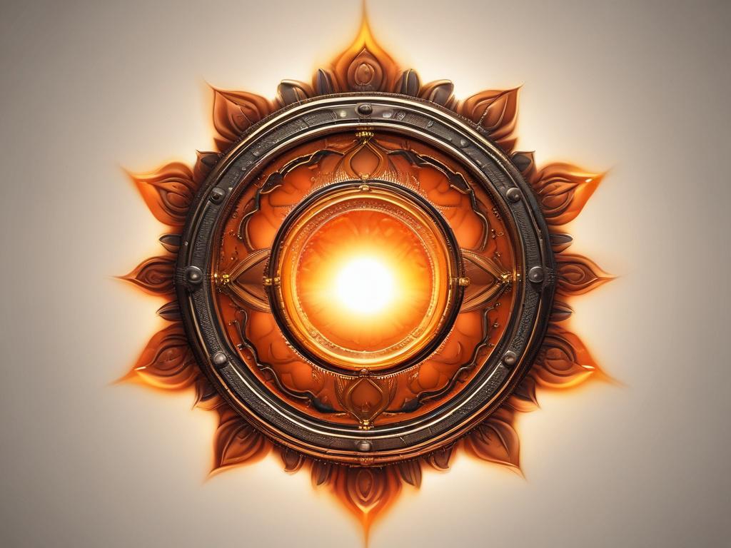 Create a highly detailed, realistic high-resolution photo that embodies the essence of a blog titled "Embracing the Flame: Awakening Your Sacral Chakra." The image should feature a solitary, elegantly lit flame, symbolizing passion and creativity, placed gently at the center of the composition to signify the sacral chakra's vibrant energy. Surround the flame with subtle wisps of orange and gold, radiating warmth and sensuality.

The flame should shimmer with hyper-glossy highlights, reflecting off an ultra-