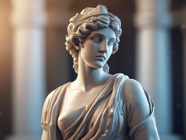 Create a hyper-realistic, high-resolution image of a broken Greek statue set against a softly blurred background that evokes a serene and ethereal atmosphere. The statue, embodying classical beauty with intricate details, should be positioned centrally in the composition, showcasing its weathered texture and the beauty in its imperfections. 

Light should cascade gently onto the statue, creating luminous highlights on its polished surfaces that reflect a mirror-like sheen, while subtle shadows enhance its t