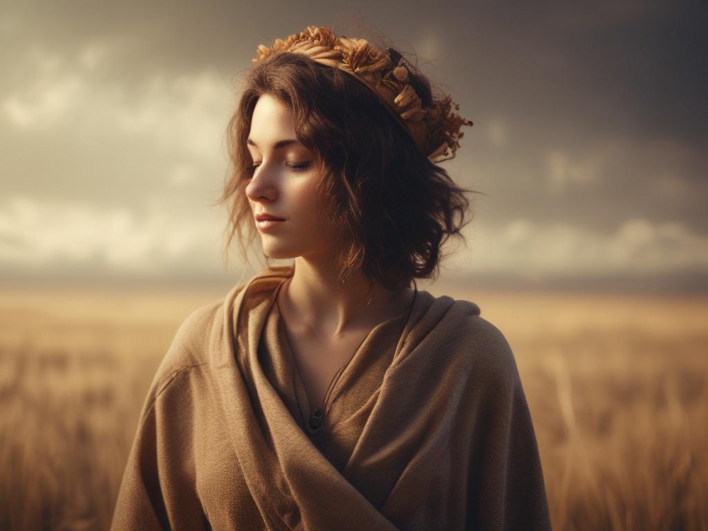 **AI Image Generation Prompt:**
Create a realistic high-resolution photo that embodies the essence of a blog titled "Whispers of Rhythm." 
**Subject Matter:** The central focus of the image should be a serene, contemplative figure—an individual sitting cross-legged on a rustic wooden floor, engaged in a meditative pose. This person should have a calm expression, evoking a sense of peace and inner reflection. They should be surrounded by nature-inspired elements, such as plants or crystals, that symbolize