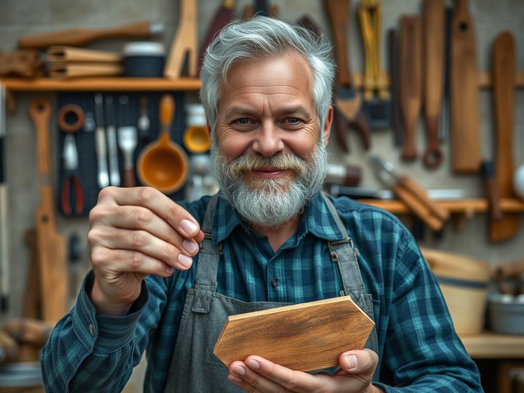 A close up shot of an artisan proudly showcasing their