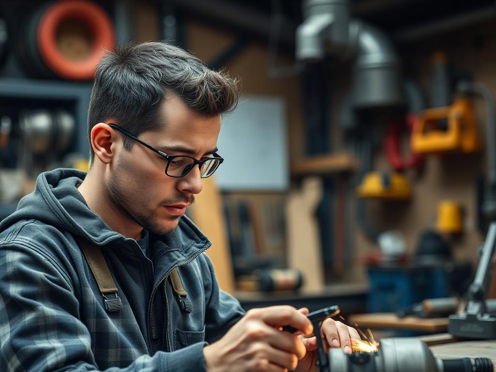 A close up of an apprentice working alongside a mentor