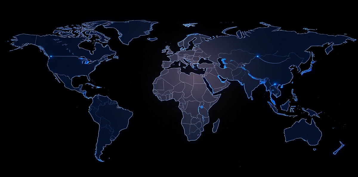 Global world map showing international business network connectivity