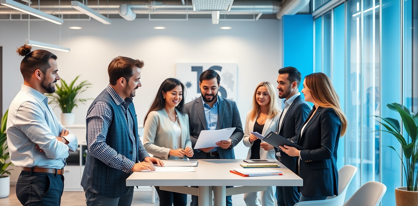 Professional digital marketing team collaboration and strategy session