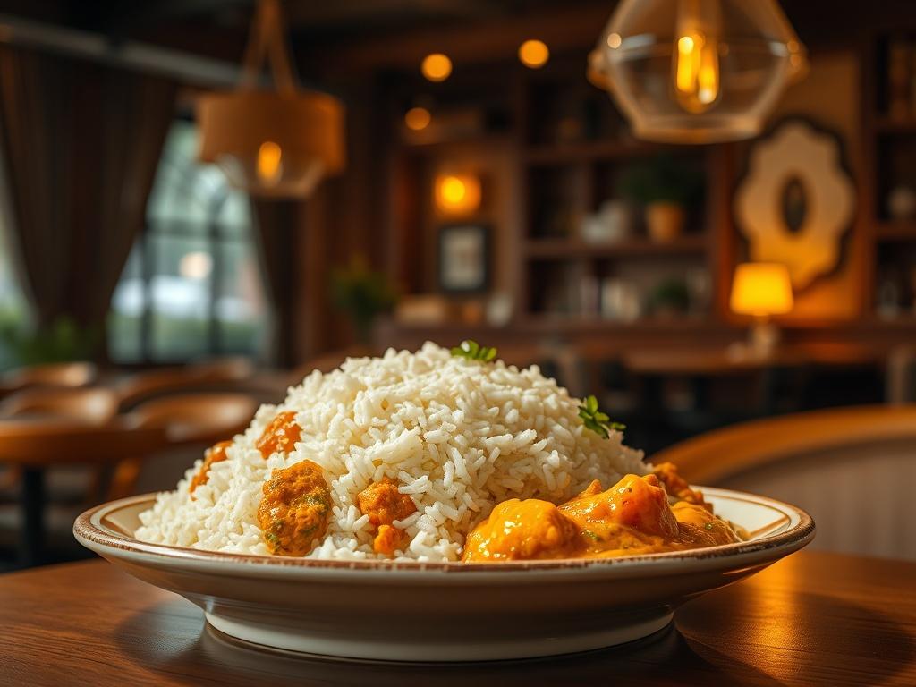 A realistic high resolution of a traditional rice and curry