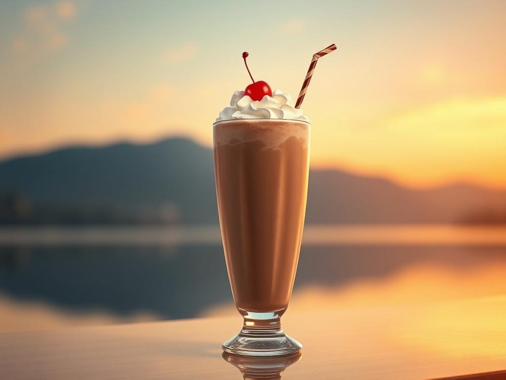 A high resolution image of a tall glass of chocolate