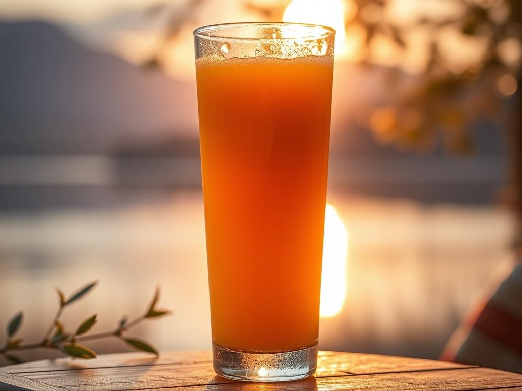 A high resolution image of a tall glass of vibrant