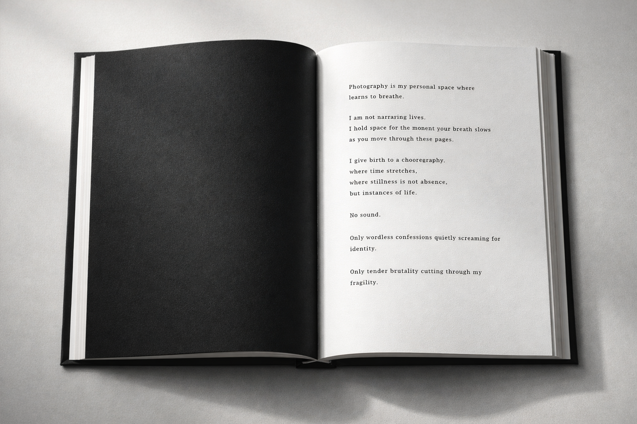 Open pages of handmade photobook