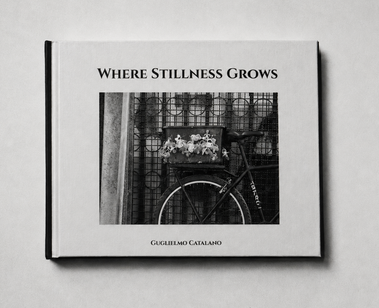Professional photobook with elegant black cover and fine art photography