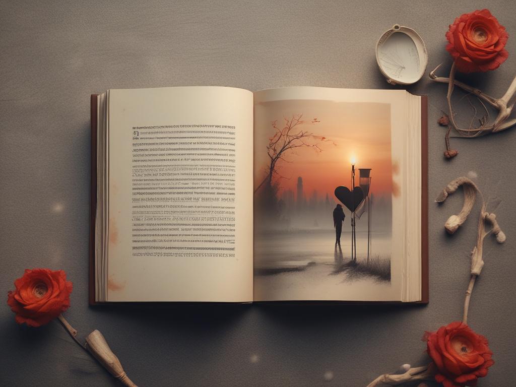 romantic book cover, embers, love story, dramatic