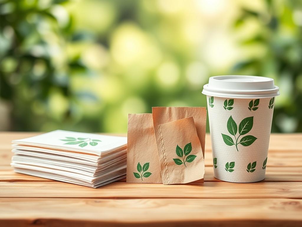 Close-up of eco-friendly paper cups and plates representing sustainable solutions for wholesalers