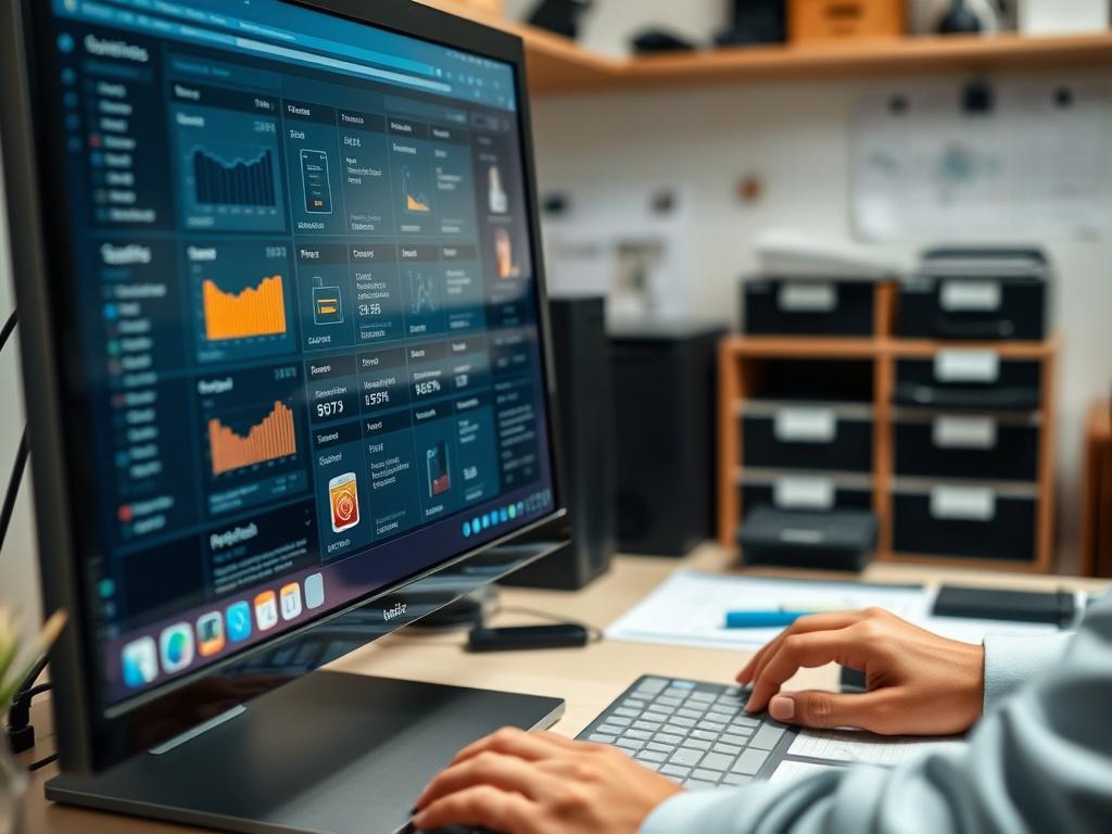 An image showing a person analyzing data on a computer