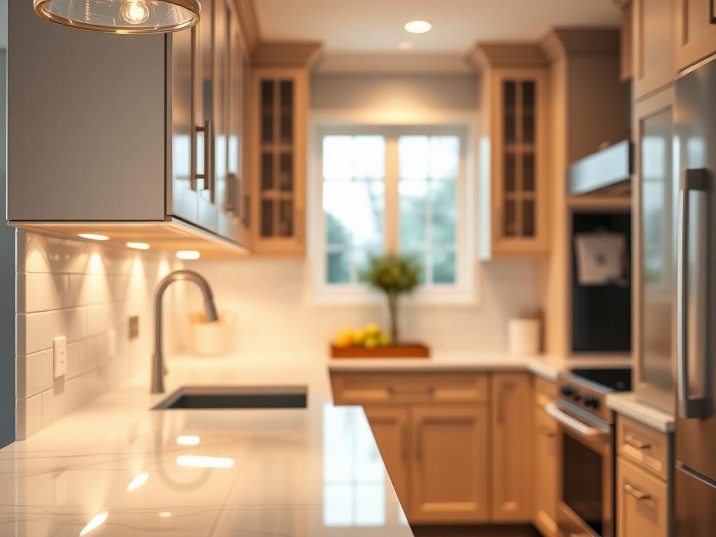 A hyper realistic close up shot of a beautifully remodeled