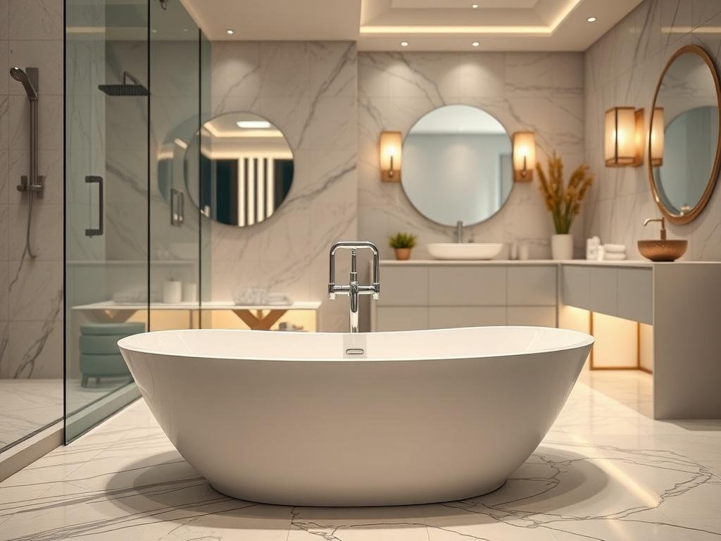 A stunning close up shot of a remodeled bathroom showcasing