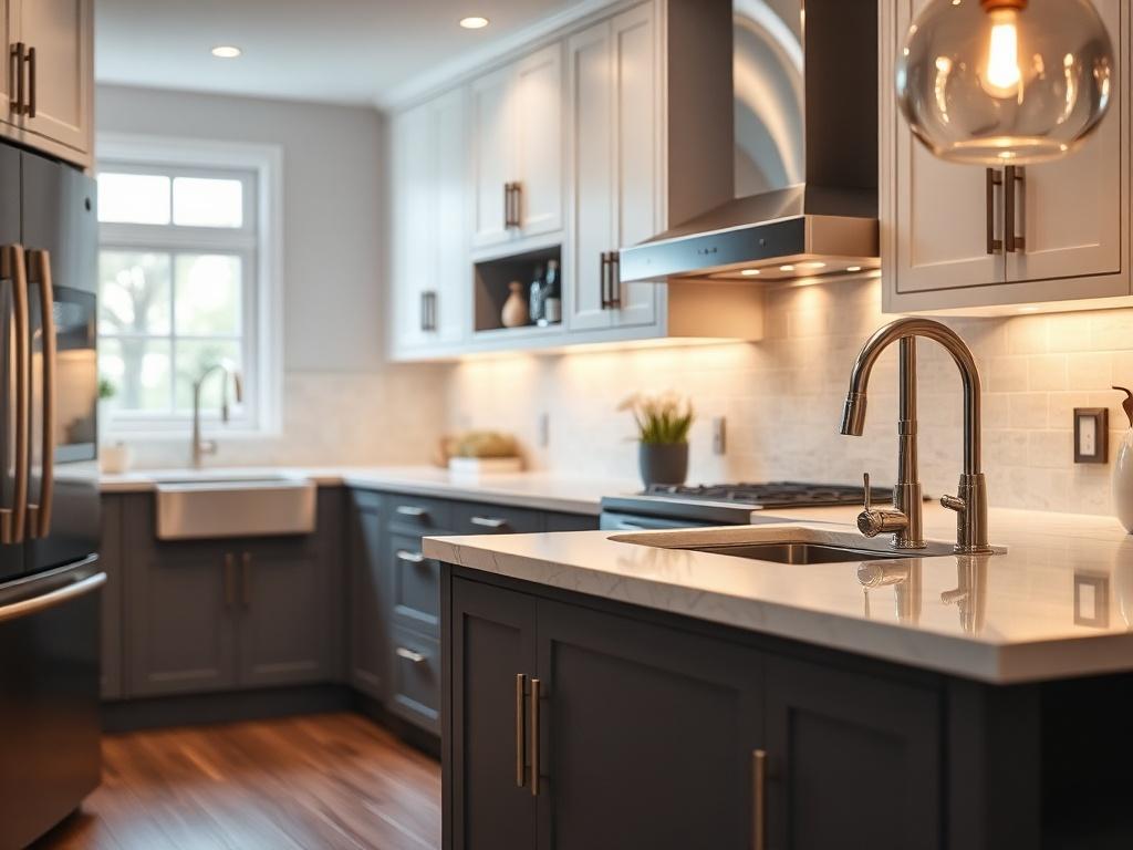 A hyper realistic close up shot of a beautifully remodeled