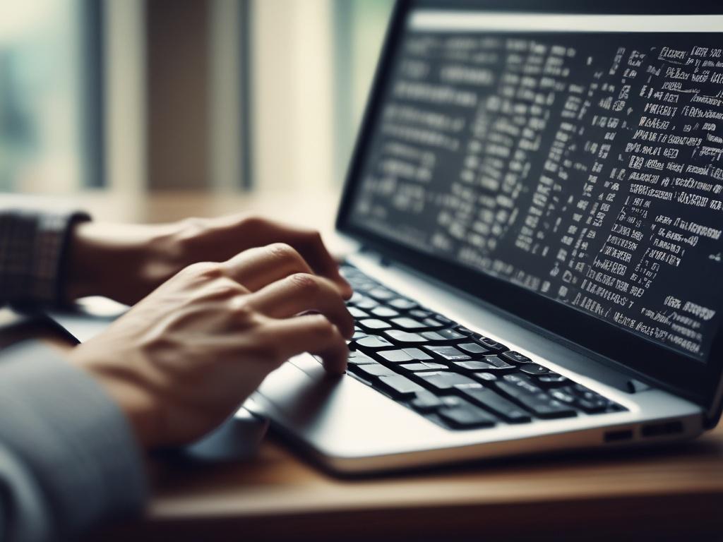 A close up shot of a software developer's hands typing