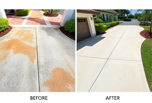 Before and after driveway cleaning