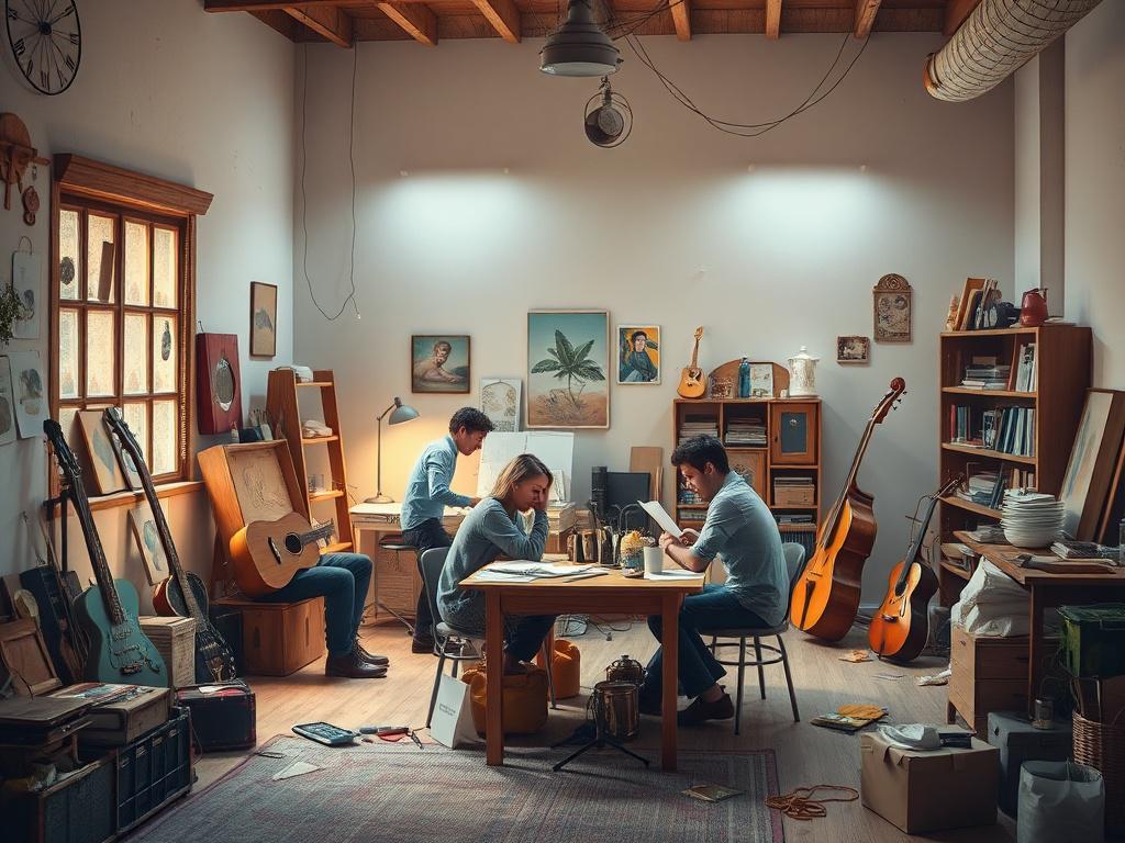 A cozy workshop setting with a small group of individuals