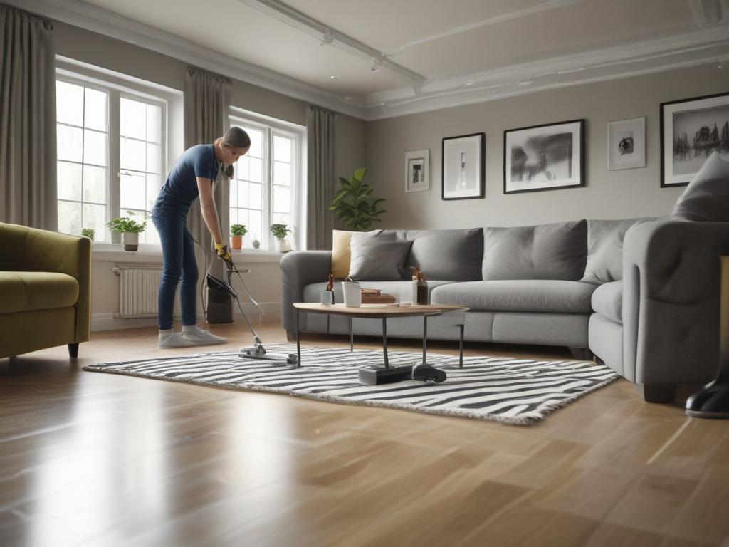 A close up shot of a professional cleaner in action,