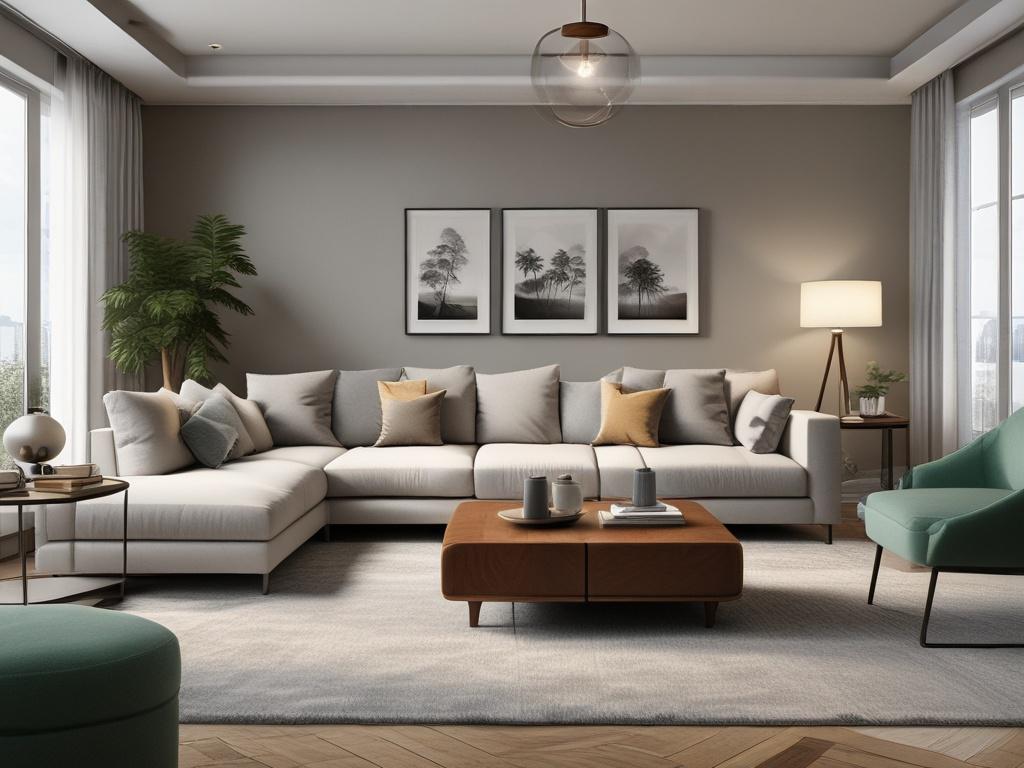 A close up shot of a beautifully arranged living room