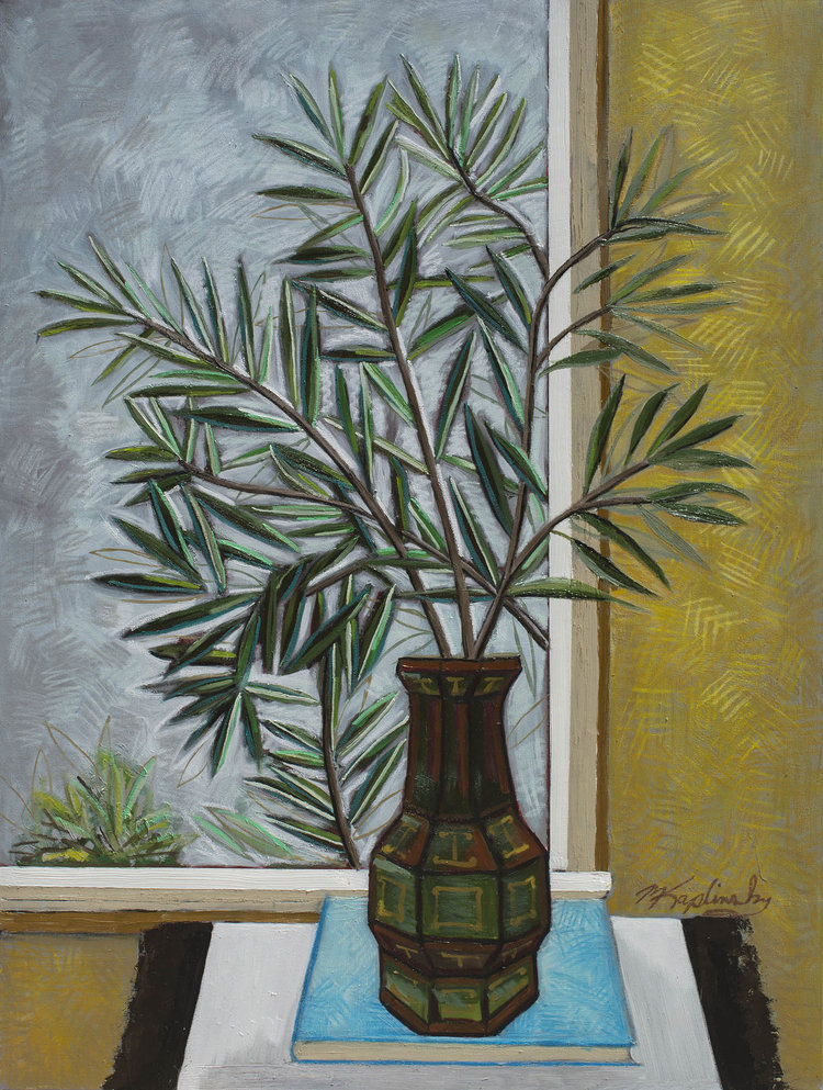 Antique Vase With Side Yard Oleander