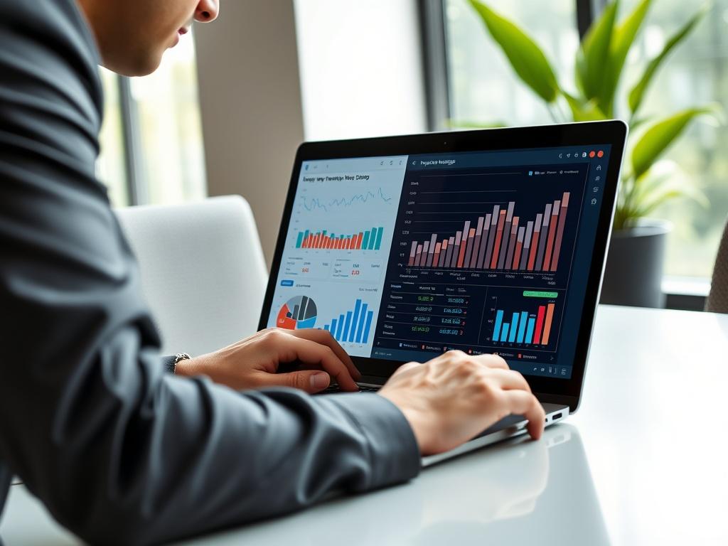 A close up shot of a professional property manager analyzing