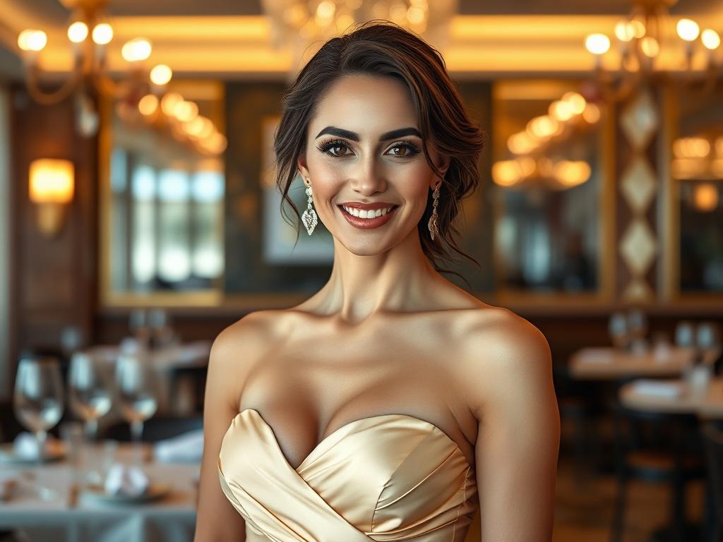 A stunning portrait of a glamorous escort dressed in an