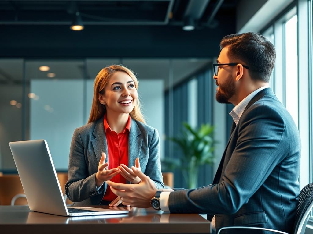 A high resolution of a professional consultant discussing booking options