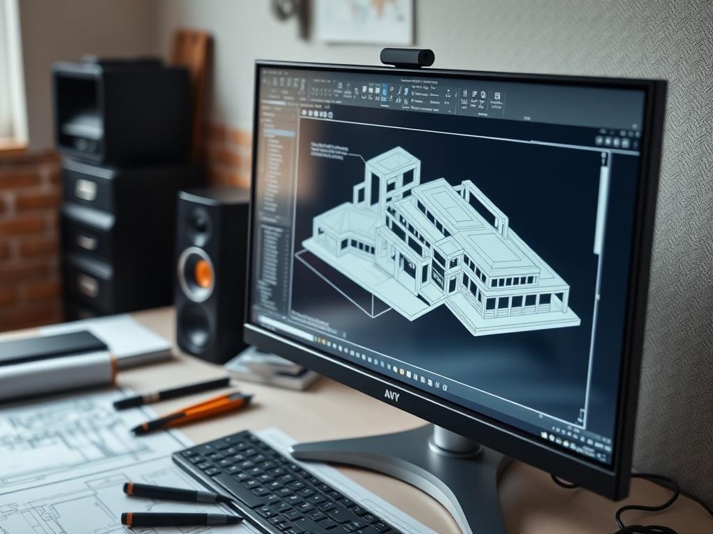A close up shot of a CAD workstation with AutoCAD