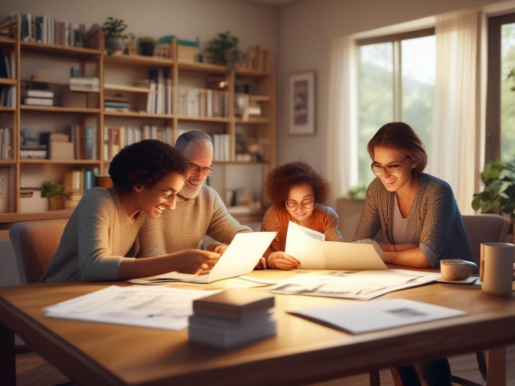 A family happily reviewing financing options with a consultant in