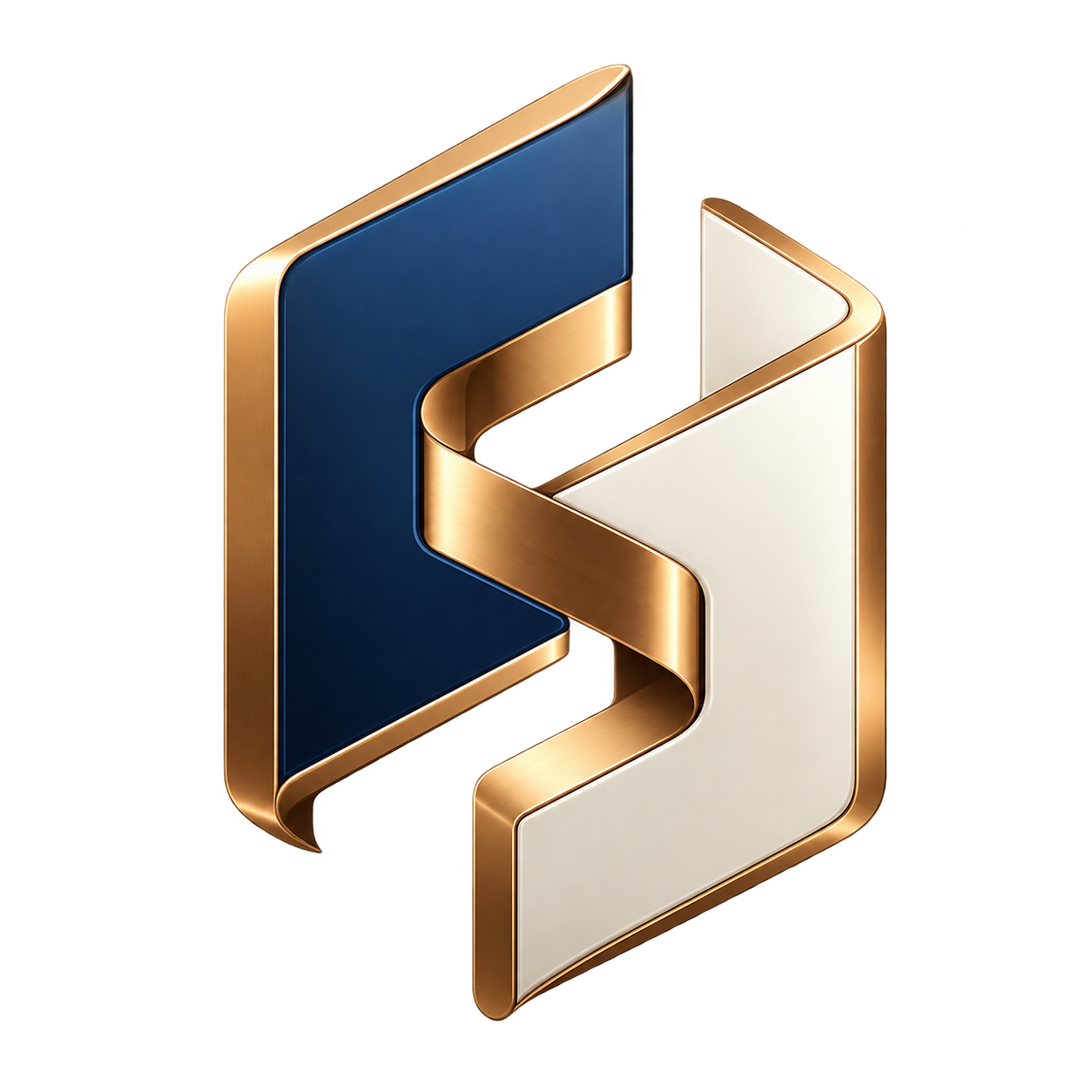 FundBoard interlocking navy, ivory and copper brand mark