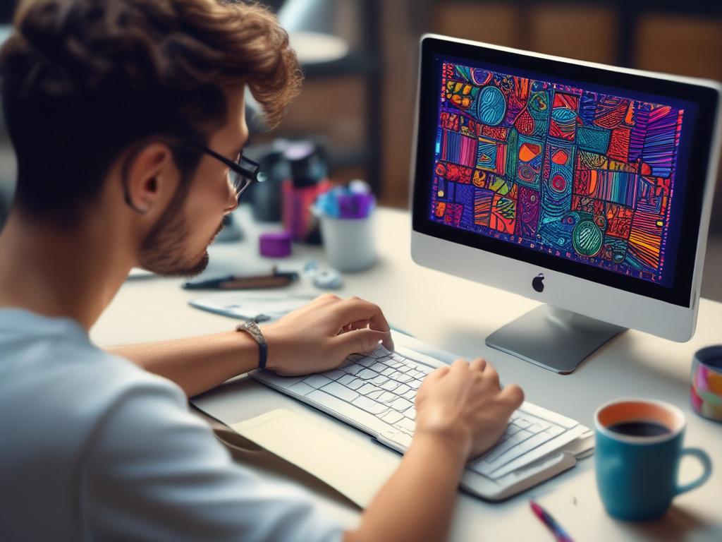 A hyper realistic close up of a designer working on